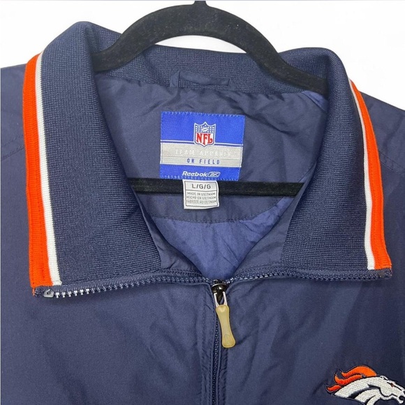 Vintage NFL Denver Broncos Windbreaker Jacket Navy Orange Size L - Picture 3 of 8